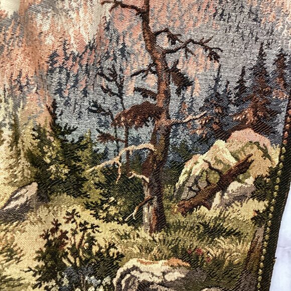 Vintage French Deer Eagle Mountains Tapestry - Picture 7 of 11